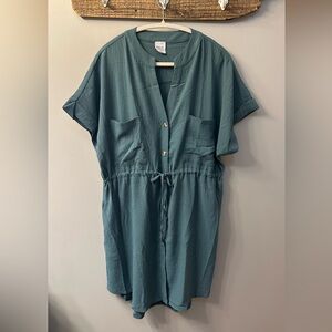 Cozy Casual Teal Shirt Dress